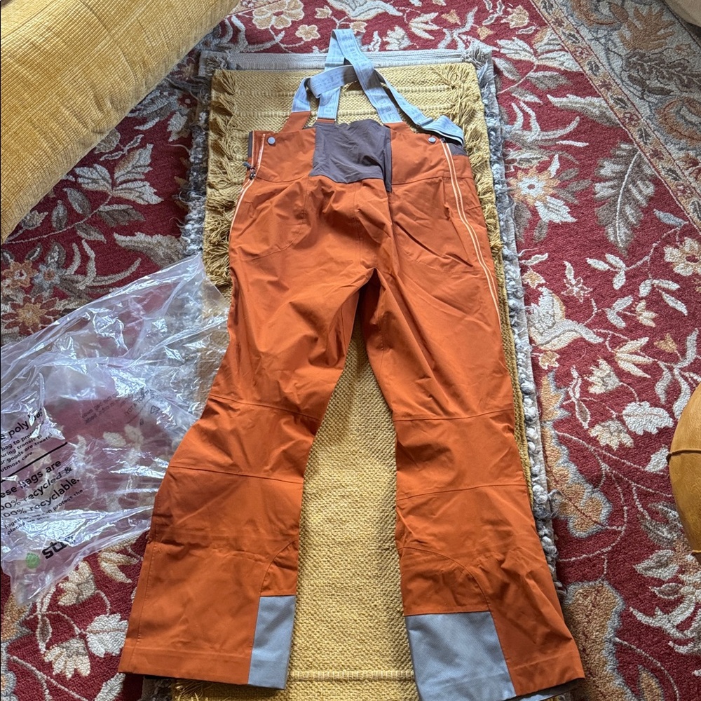 Stio Environ Bib Women’s ski bibs pants saddle rust orange size large reg NEW - Picture 4 of 16